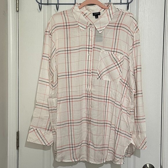 Torrid Drop Shoulder Button-Front Shirt - Picture 7 of 14